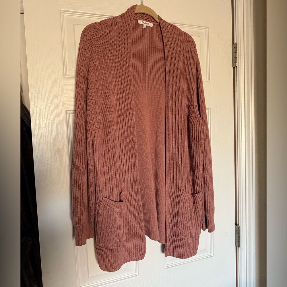 Madewell long pink cardigan. Size large. Never worn.